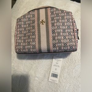 Tory Burch Cosmetic Bag pink and light grey. Very good condition.